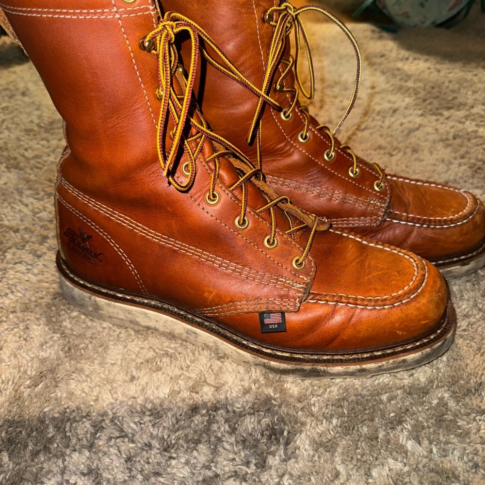 Thorogood work boots mock toe, 8inch rise tobacco oil-tanned